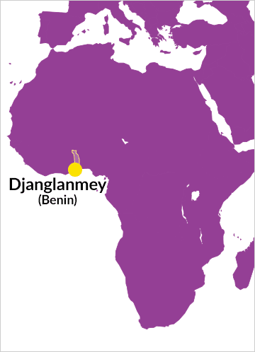 Karte von Afrika mit Hinweis auf Djanglanmey (Benin)