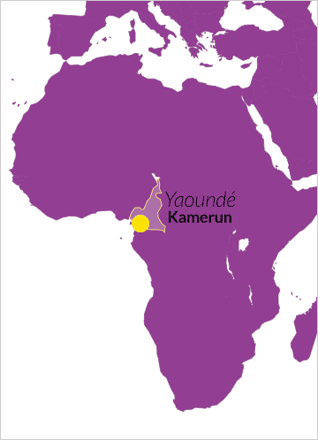 Karte von Afrika mit Verweis auf Yaoundé, Hauptstadt von Kamerun