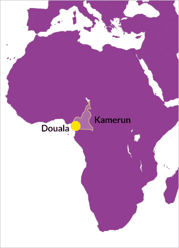 Karte von Kamerun (Afrika) mit Verweis auf die Stadt Douala