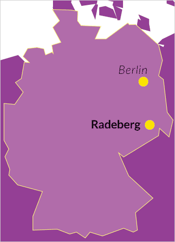 Landkarte von Deutschland mit Verweis auf Radeberg